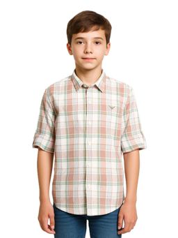 CAVIO - Peach Checks Shirt