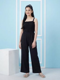 Lil Tomatoes - Black Solid Jumpsuit