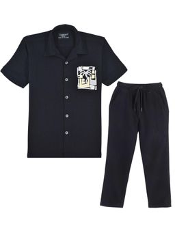 CHARCHIT - Black Printed Shirt and Pant