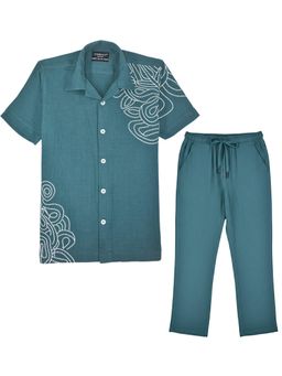 CHARCHIT - Turquoise Printed Shirt and Pant