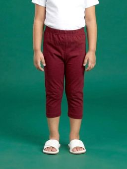KiddoPanti - Maroon Solid Leggings