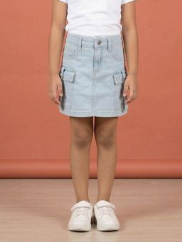 KiddoPanti - Blue Solid Skirt