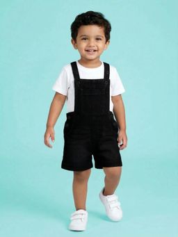 KiddoPanti - Black Solid Dungaree