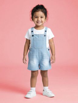 KiddoPanti - Blue Solid Dungaree
