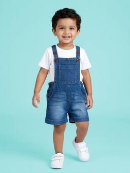 KiddoPanti - Blue Solid Dungaree