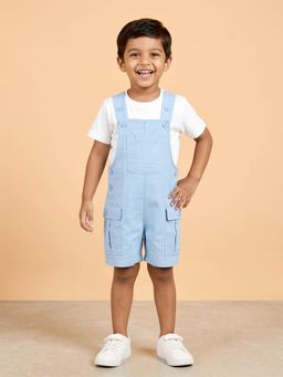 KiddoPanti - Blue Solid Dungaree