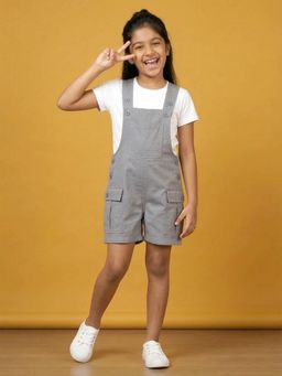 KiddoPanti - Grey Solid Dungaree
