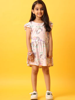 ANTHRILO - Pink Unicorn Heart Frill Dress