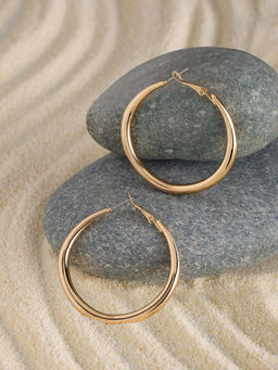 Zaveri Pearls - Gold Tone Contemporary Statement Hoop Earrings