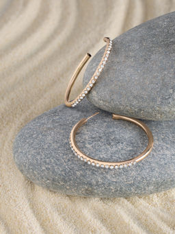 Zaveri Pearls - Gold Tone Dazzling Austrian Diamonds Statement Hoop Earrings