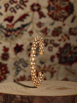 Zaveri Pearls - White Gold Tone Dazzling Austrian Diamonds Contemporary Kada Style Bracelet