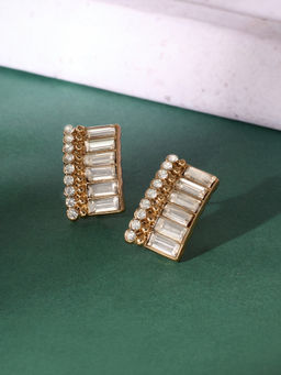 Zaveri Pearls - Gold Tone Stones Embellished Contemporary Bling Studs Earring
