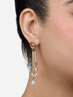 Zaveri Pearls - Gold Tone Contemporary Diamonds Butterfly Drop Earring