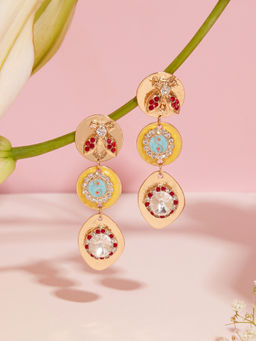 Zaveri Pearls - Multicolor Enamel Austrian Diamonds Contemporary Drop Earrings