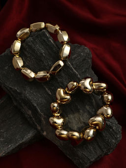 Sohi - Gold Abstract Graine Beaded Bracelet (Set Of 2)