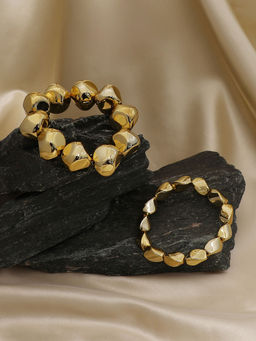Sohi - California Gold Abstract Graine Beaded Bracelet (Set Of 2)