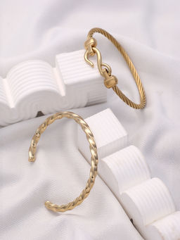 Sohi - California Gold Twisted Bangle Bracelet (Set Of 2)