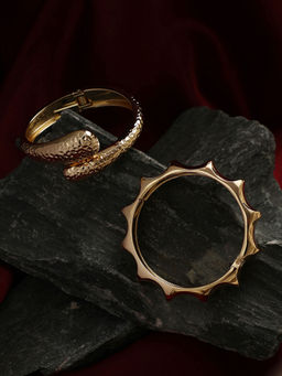 Sohi - California Gold Metallic Cuff Bracelet (Set Of 2)