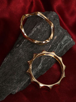 Sohi - California Gold Metallic Bangle Bracelet (Set Of 2)