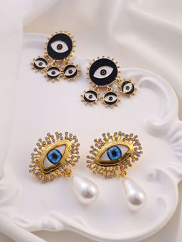 Sohi - Evil-Eye Drop Earrings (Set Of 2)