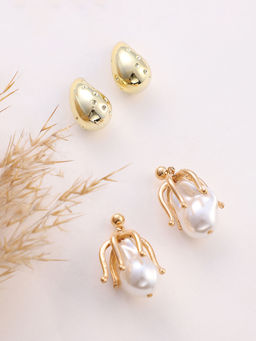 Sohi - California Gold Teardrop-Bud Drop Earrings (Set Of 2)