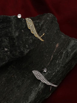 Sohi - Multi-Colour Bling Wing Cuff Earrings (Pack Of 2)