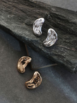Sohi - Dented Bean Stud Earrings (Pack Of 2)