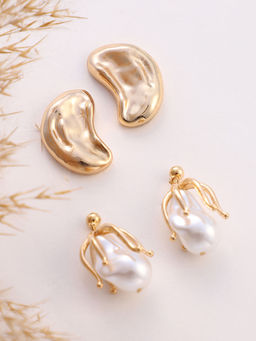 Sohi - California Gold Dented-Bud Stud Earrings (Set Of 2)