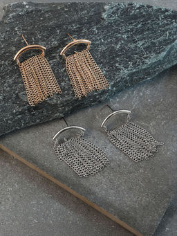 Sohi - Hanging Chain Bar Drop Earrings (Pack Of 2)