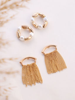 Sohi - California Gold Chain-Loop Drop Earrings (Set Of 2)