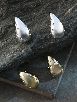 Sohi - Small Dented Teardrop Stud Earrings (Pack Of 2)