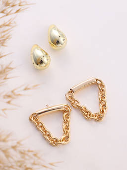 Sohi - California Gold Chain-Teardrop Stud Earrings (Set Of 2)