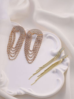 Sohi - Crystal Silver Crystal-Bling Drop Earrings (Set Of 2)