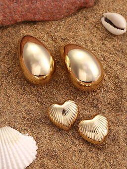 Sohi - California Gold Soiree-Heart Drop Earrings (Set Of 2)