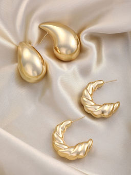 Sohi - California Gold Statement-Hoop Drop Earrings (Set Of 2)