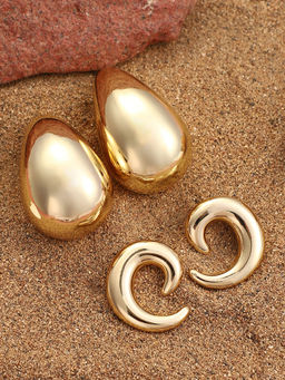 Sohi - California Gold Statement Drop Earrings (Set Of 2)