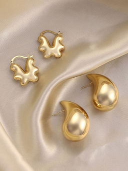 Sohi - California Gold Statement-Huggies Drop Earrings (Set Of 2)