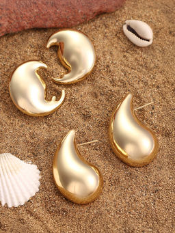 Sohi - California Gold Statement Drop Earrings (Set Of 2)