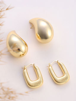 Sohi - California Gold Statement-Huggies Drop Earrings (Set Of 2)