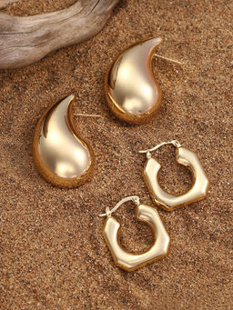 Sohi - California Gold Statement-Huggies Drop Earrings (Set Of 2)