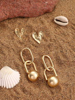 Sohi - California Gold Simplicity Stud Earrings (Set Of 2)