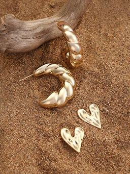 Sohi - California Gold Simplicity-Hoop Stud Earrings (Set Of 2)