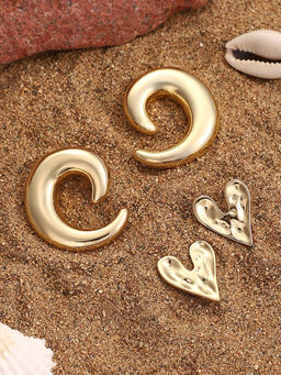 Sohi - California Gold Lume-Heart Stud Earrings (Set Of 2)