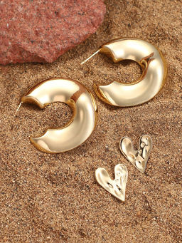 Sohi - California Gold Simplicity-Hoop Stud Earrings (Set Of 2)