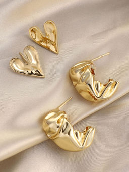 Sohi - California Gold Textured Stud Earrings (Set Of 2)