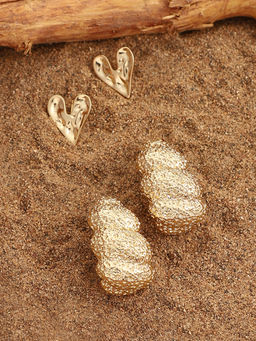 Sohi - California Gold Everyday-Dented Stud Earrings (Set Of 2)