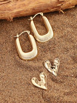 Sohi - California Gold Simplicity-Hoop Stud Earrings (Set Of 2)