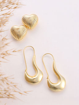 Sohi - California Gold Simplicity Drop Hoop Earrings (Set Of 2)