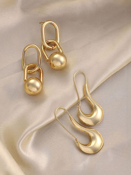 Sohi - California Gold Metallic Hoop Earrings (Set Of 2)