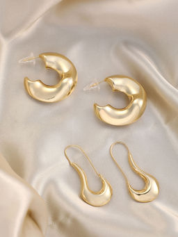 Sohi - California Gold Metallic-Hoop Earrings (Set Of 2)